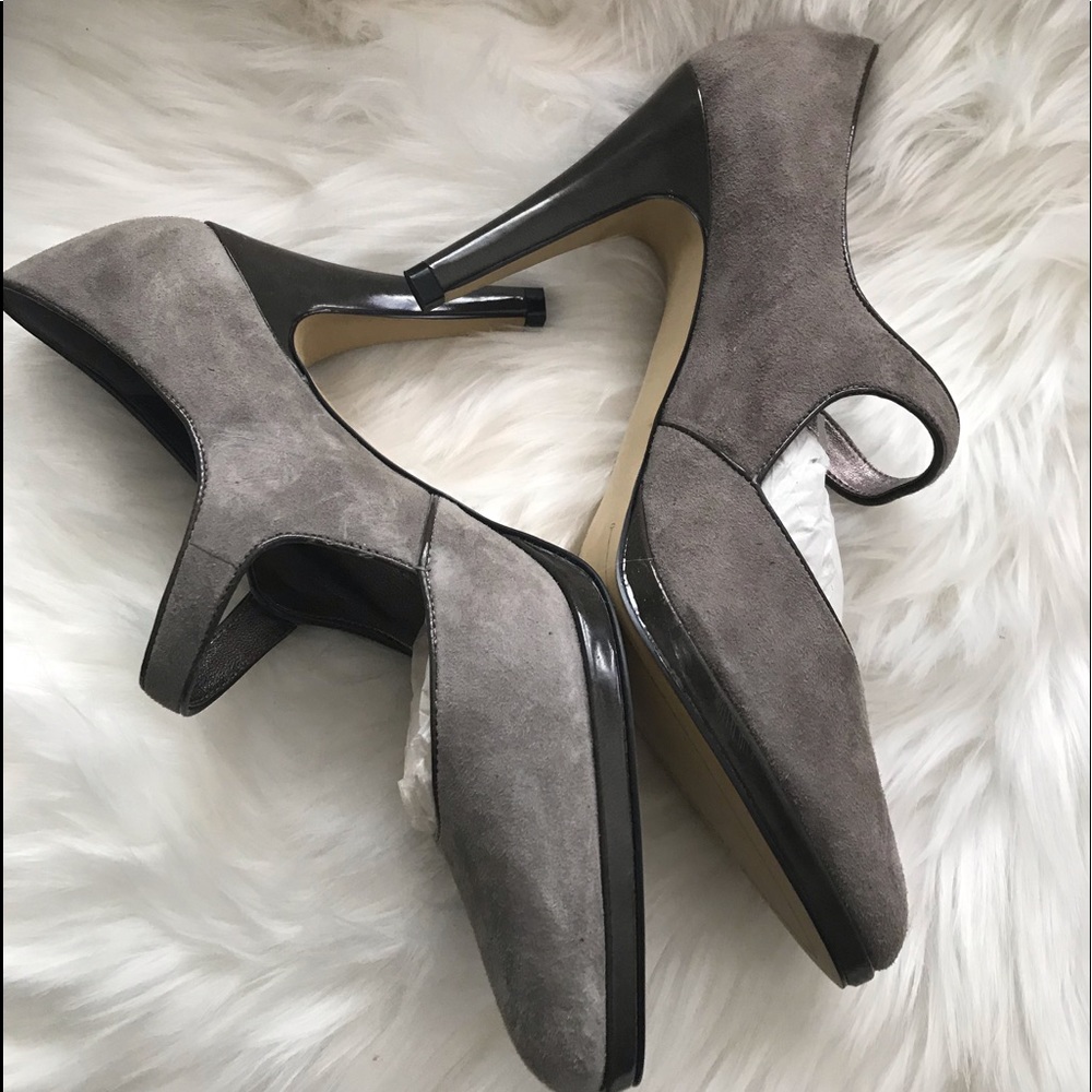Franco Santo Gray Genuine Suede,Patent Heels